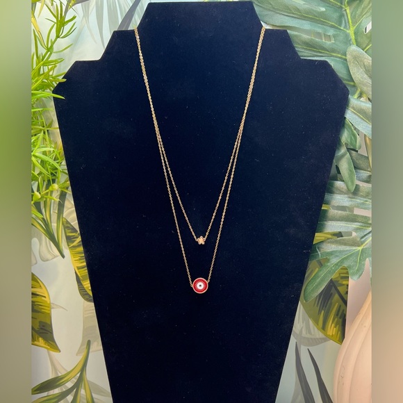 Dainty Evil Eye Multi-Strand Necklace - Evil Eye Minimalist Layered Necklace - Picture 15 of 16